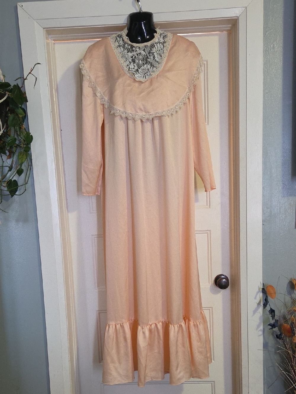 Peach Lace Yoke Nightgown Or Dress